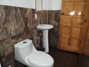 圣佩德罗拉拉古纳Hotel Adulam的一间带卫生间和水槽的浴室
