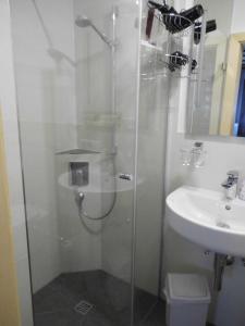 雷特温克尔Seewiesenalm的带淋浴和盥洗盆的浴室