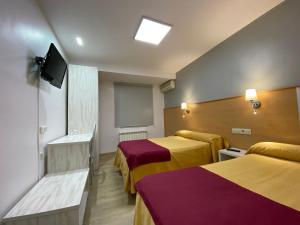 米格尔图拉圣胡安酒店的酒店客房设有两张床和一台平面电视。