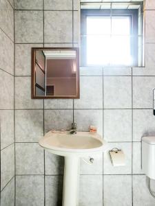 圣保罗Hotel Tiquatira - Zona Leste的一间带水槽和镜子的浴室