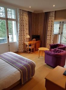 布永拉费偌尼尔酒店的一间卧室配有一张床、一把椅子和一张书桌