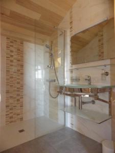 Chavagnes-les-RedouxA la Haute Bouillere的一间带水槽和淋浴的浴室