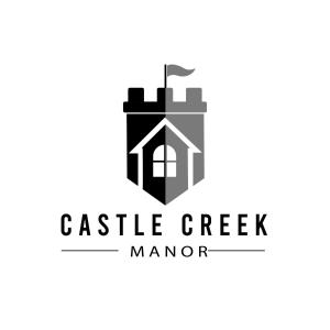 大章克申Castle Creek Manor的城堡小溪庄园的黑白标志