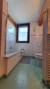 La ZecchinaHaus heidi的带浴缸、卫生间和盥洗盆的浴室