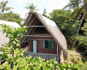 托弗海滩Anastasea, Palm Tree Garden Lodging的茅草屋顶的小房子