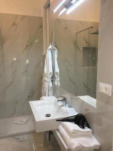 罗马阿伏丽斯其苏罗马豪华B&B酒店的白色的浴室设有水槽和淋浴。