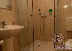 科瓦斯纳Casa din Parc的带淋浴和盥洗盆的浴室