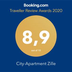 柏林City-Apartment Zille的黄色圆圈,带文本旅行评审奖城市公寓zille