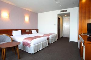 浦安舞滨欧亚 Spa 酒店(Spa&Hotel Eurasia Maihama)的酒店客房设有两张床和电视。
