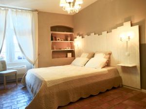 昂苏伊物恩帕体奥鲁伯隆酒店的一间卧室配有一张床和一个吊灯