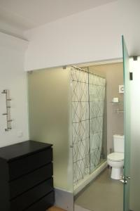 埃武拉StayInn City - Évora的一间带卫生间和玻璃淋浴间的浴室