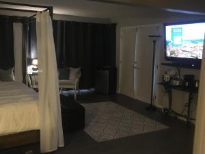 纳奈莫长湖海滨住宿加早餐酒店的一间卧室配有一张床和一台平面电视