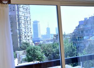 开罗New Star Zamalek Hotel的从窗户可欣赏到城市天际线的景色
