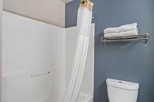 森特维尔美国华盛顿森特维尔马纳萨斯长住酒店的带淋浴帘和卫生间的浴室