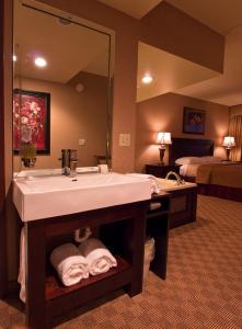 威廉斯维尔萨尔瓦托大酒店的酒店客房设有带水槽的浴室和一张床