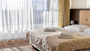 Oponice阿篷尼城堡酒店的一间卧室配有一张带两个枕头的床