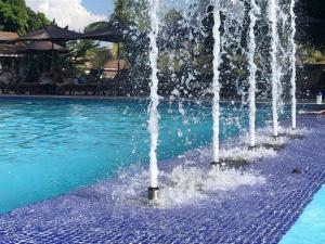 莫希凯丽曼若爱格酒店的游泳池中央的喷泉