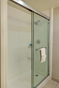 纽波特海滩纽波特海滩智选假日酒店的浴室里设有玻璃门淋浴