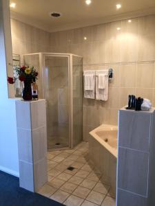 奥兰治特纳葡萄园汽车旅馆的带淋浴和浴缸的浴室