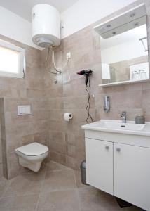 罗佐瓦克Guesthouse Villa DomeNico的一间带卫生间和水槽的浴室
