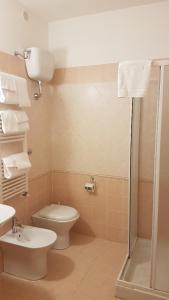 博尔塞纳依东苏拉格酒店的浴室配有卫生间、盥洗盆和淋浴。