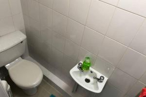 曼彻斯特133B PARK ROAD STRETFORD MANCHESTER的浴室配有白色卫生间和盥洗盆。