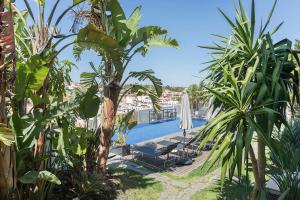 费拉古多One2Seven的享有棕榈树游泳池的景色