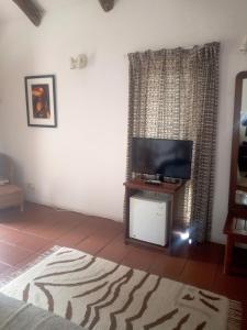 卢萨卡查米努卡小屋的客厅配有台面上的平面电视