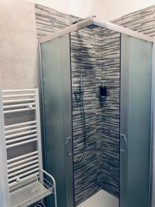 雷焦艾米利亚Nannare' Rooms的浴室里设有玻璃门淋浴