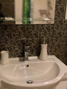Hasenmoor德尔坦扎瑟宾馆的浴室水槽和两盏灯