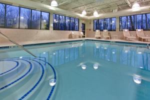 诺维智选假日酒店及套房 - 诺维的大楼内的一个蓝色海水游泳池