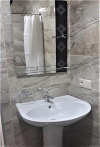 梅斯蒂亚Hotel Ramaz Paliani的浴室设有白色水槽和镜子
