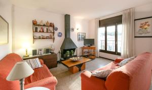 卡莱利亚德帕拉弗鲁赫尔El Niu的客厅配有2张橙色沙发和电视