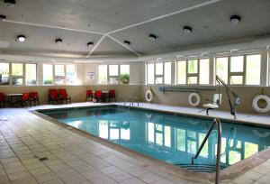 沃特福德镇沃特福德智选假日套房酒店的在酒店房间的一个大型游泳池