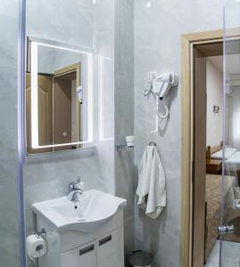斯雷姆斯卡米特罗维察过客住宿加早餐旅馆的一间带水槽和镜子的浴室