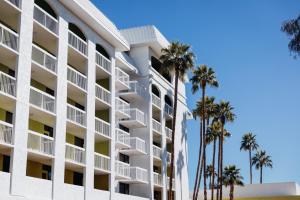 梅萨Holiday Inn & Suites Phoenix-Mesa-Chandler, an IHG Hotel的享有棕榈树建筑的外部景色