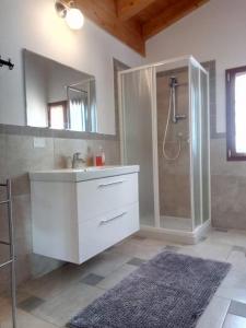 皮索涅Cà Nosent的浴室配有白色水槽和淋浴。