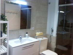塞维利亚Corazón de Nervión, excelente ubicación, opcion PARKING的一间带水槽、卫生间和淋浴的浴室