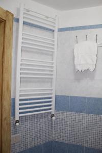 蒙特罗尼德阿尔比亚古老度假屋的带淋浴和白色毛巾的浴室