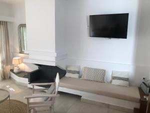 埃尔米奥尼Villa Denni的带沙发和平面电视的客厅