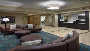 纽瓦克坎德尔伍德套房酒店 - 纽瓦克南大学区的带沙发的酒店大堂和客厅