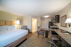 赫恩登赫恩登华盛顿杜勒斯烛木套房酒店的配有一张床和一张书桌的酒店客房