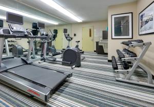 萨利纳萨利纳烛木套房酒店的一间健身房,内设有氧运动器材