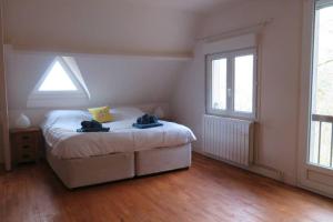 拉罗克加雅克La Vue D'Or的一间卧室设有一张床和两个窗户。