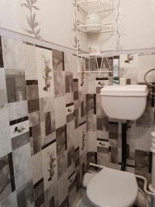 切尔尼戈夫Уютная квартира посуточно улица Белова的一间带卫生间和水槽的浴室