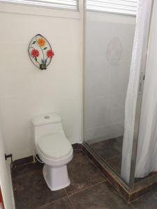 圣弗朗西斯科Cabaña Encanto de Luna的浴室配有白色卫生间和淋浴。