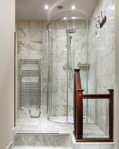 布拉格布拉格大酒店的浴室里设有玻璃门淋浴
