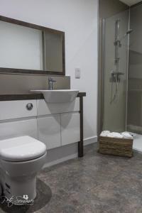 普洛克顿The Haven Guest House的浴室配有卫生间、盥洗盆和淋浴。