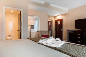 印第安纳波利斯阿米尼塞韦林酒店的酒店客房,配有带毛巾的床