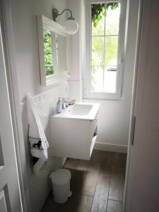 JankowiceLawenda i Bluszcz的白色的浴室设有水槽和窗户。